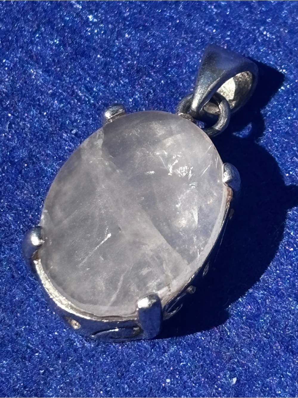 Sterling Silver Faceted Quartz Oval Pendant